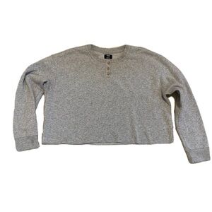 ARDENE Gray Cropped Henley Sweatshirt - XL